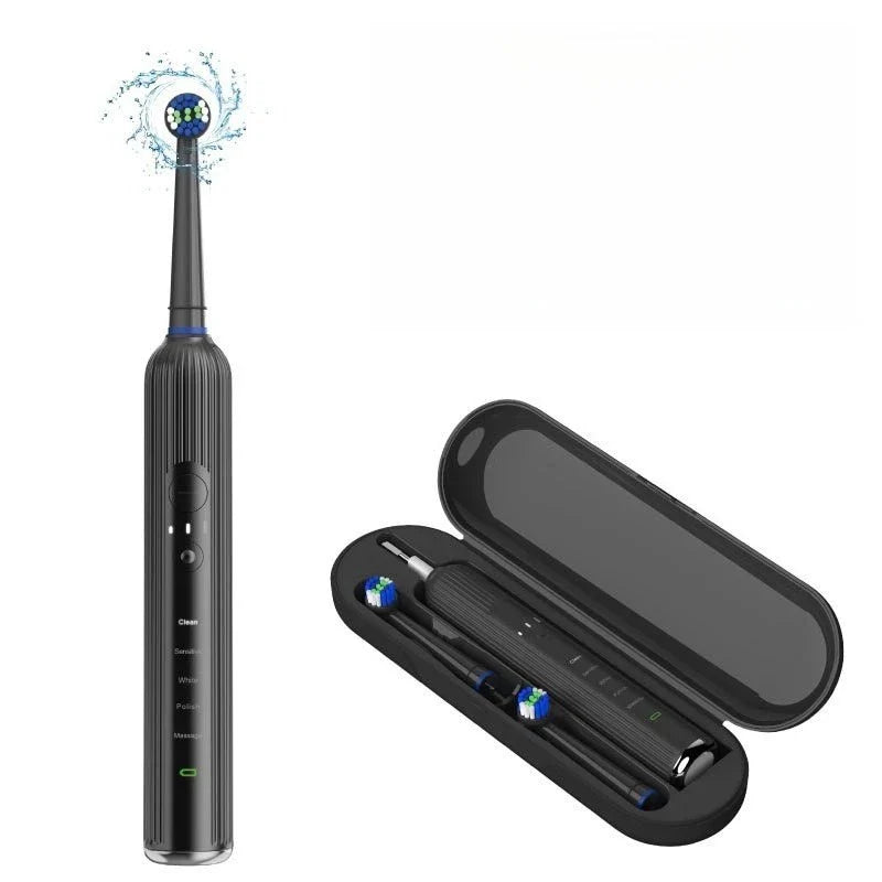 Round Head Rotating Sonic Electric Toothbrush with 3 Brush Heads and Travel Box