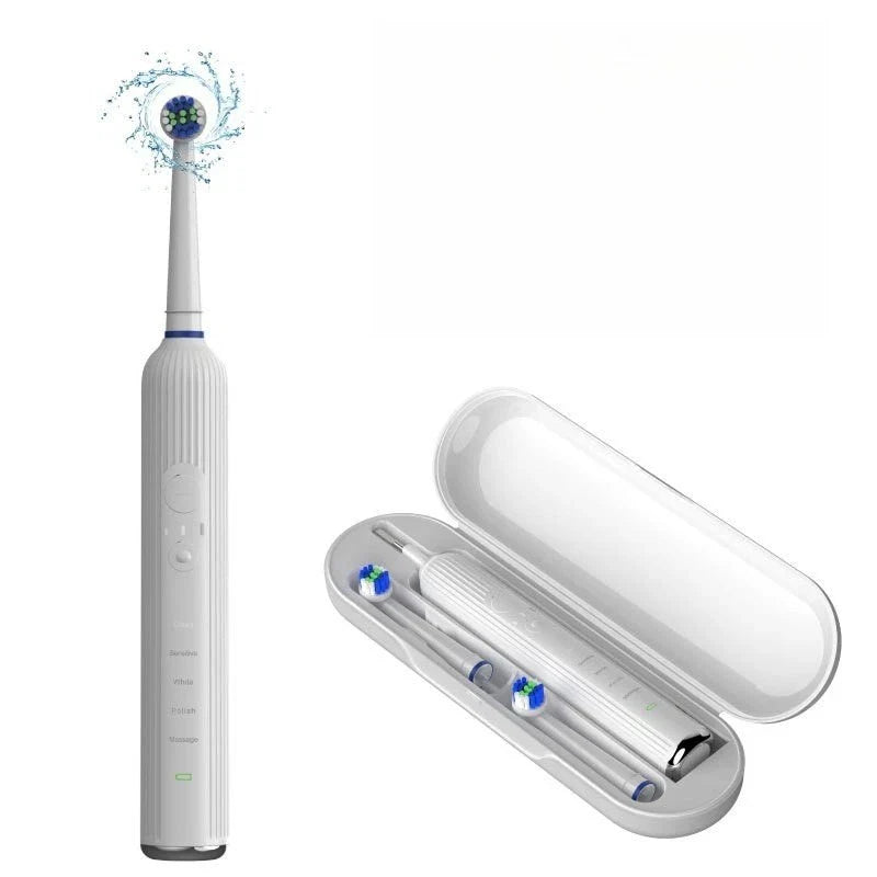 Round Head Rotating Sonic Electric Toothbrush with 3 Brush Heads and Travel Box