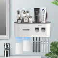Toothbrush and Toothpaste Holder with Bamboo Divider for Bathroom Countertop Org