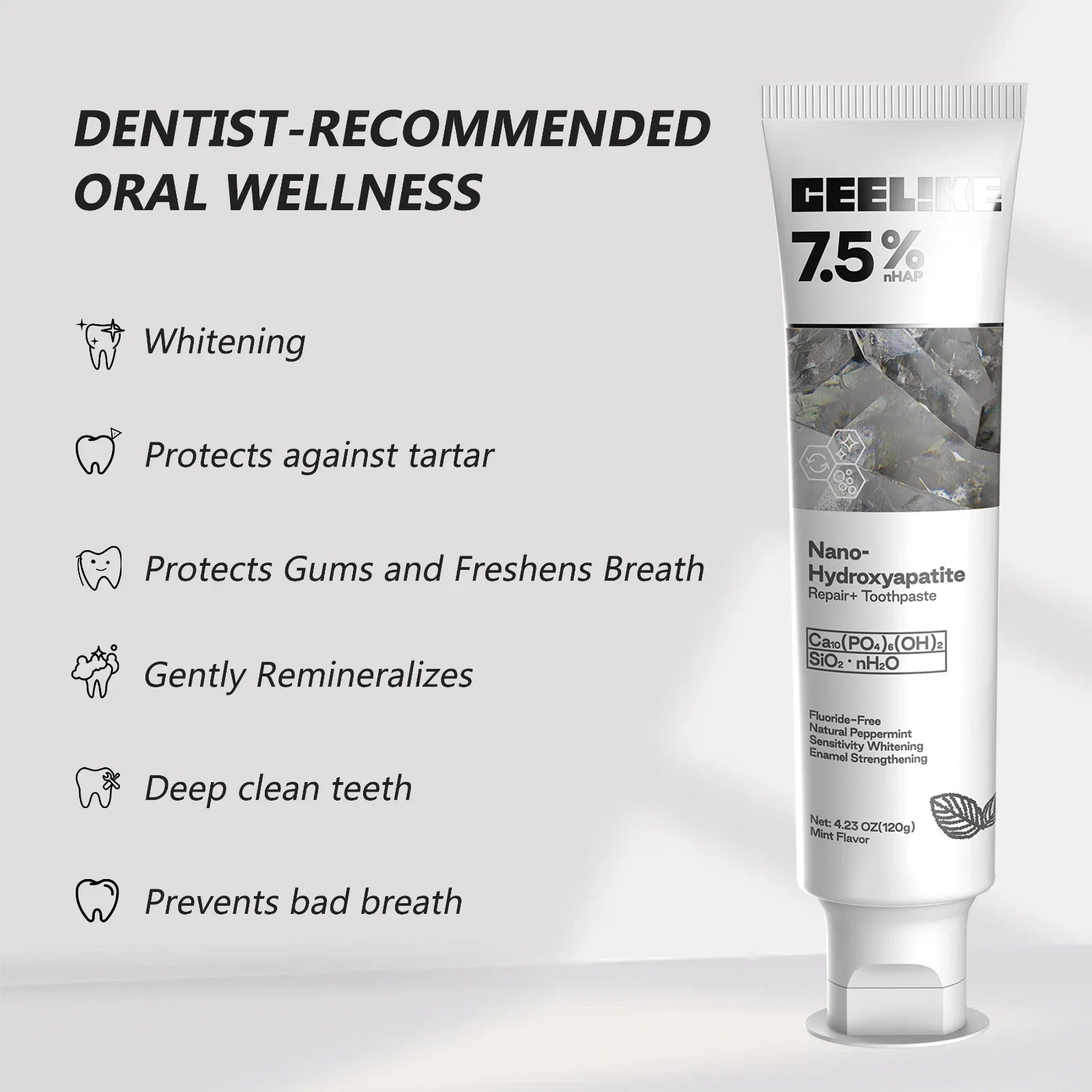CEELIKE 7.5% Nano Hydroxyapatite Toothpaste - 3 x 4.23 oz